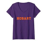 Donna Hobart & William Smith Colleges Hobart Text Mark Maglietta con Collo a V