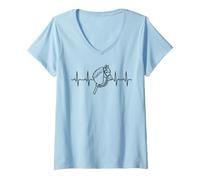 Donna Hobby Horse Heartbeat ECG Hobby Horsing per Donne e Ragazze Maglietta con Collo a V
