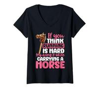 Donna Hobby Horsing Hobby Horses Riding Jumping for Girls Maglietta con Collo a V