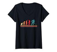Donna Hockey Player Human Evolution Human Evolution Retro USA Ice Maglietta con Collo a V
