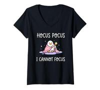Donna Hocus Pocus I Cannot Focus Maglietta Divertente ADHD Humor Maglietta con Collo a V