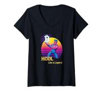 Donna HODL Come Una Leggenda Forte mentalità ricchezza libertà Bitcoin Maglietta con Collo a V