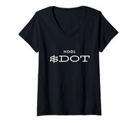 Donna HODL DOT Polkadot Cryptocurrency Blockchain Altcoin Meme DOT Maglietta con Collo a V
