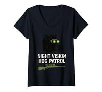 Donna Hog Hunting Wild Hog Patrol Pride - Controllo Cinghiale di Maiale Selvatico Maglietta con Collo a V