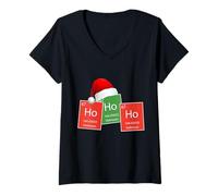 Donna HoHoHo! Holmium Tavola Periodica Elementi Chimica Natale Maglietta con Collo a V
