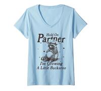 Donna Hold On Partner, STO Crescendo Un Piccolo Buckaroo Funny Procoon Maglietta con Collo a V