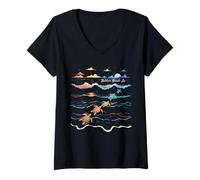 Donna Holden Beach North Carolina Sea Turtle Lover Beach Vacanza Maglietta con Collo a V