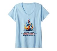 Donna Holding Poses Longer Than A Midwest Goodbye Maglietta con Collo a V