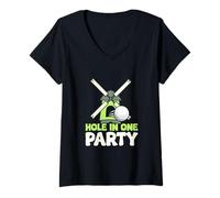 Donna Hole in One Party Driving Range Link per Appassionati di Golf Maglietta con Collo a V