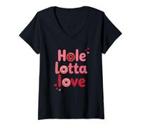 Donna Hole Lotta Love - Dolce Ciambella Maglietta con Collo a V