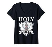 Donna Holey Moley Animal Pun Mole Lover Talpa Whisperer Maglietta con Collo a V