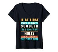 Donna Holly Personalized Name Shirt Holly First Name Maglietta con Collo a V
