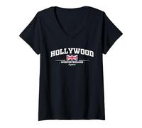 Donna Hollywood England Maglietta con Collo a V