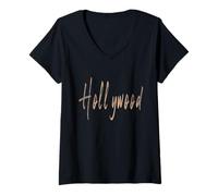 Donna Hollywood Florida Vintage Design Elegante Maglietta con Collo a V