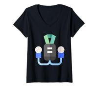 Donna Holter Monitor Medico Tecnico Cardiaco Maglietta con Collo a V