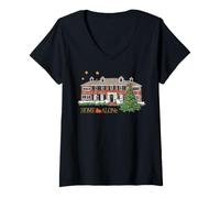 Donna Home Alone House Natale Maglietta con Collo a V