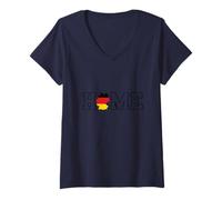 Donna Home Germania Mappa Patriottica Maglietta con Collo a V