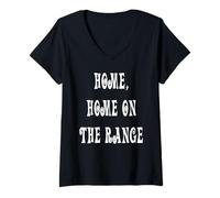Donna Home on The Range Western Song Maglietta con Collo a V