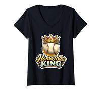 Donna Home Run King - Citazione per Giocatore di Baseball, da Uomo Maglietta con Collo a V