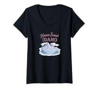Donna Home Sweet Idaho Acquerello Design Per Mamme, Ragazze, Nonne Maglietta con Collo a V
