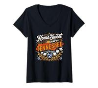 Donna Home Sweet Tennessee Maglietta con Collo a V