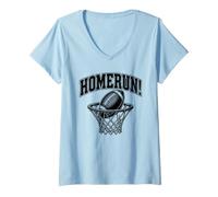 Donna Homerun - Canestro da Basket Divertente Maglietta con Collo a V