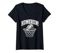 Donna Homerun - Canestro da Basket Divertente Maglietta con Collo a V