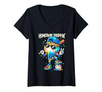 Donna Homerun Drippin Cool Melting Baseball Graffiti Boys Maglietta con Collo a V