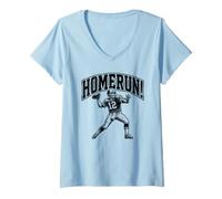 Donna Homerun - Pallone da Calcio Touchdown Baseball Divertente Maglietta con Collo a V