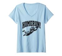 Donna Homerun - Pallone da Calcio Touchdown Baseball Divertente Maglietta con Collo a V