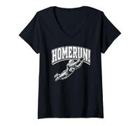 Donna Homerun - Pallone da Calcio Touchdown Baseball Divertente Maglietta con Collo a V