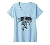 Donna Homerun - Pallone da Calcio Touchdown Baseball Divertente Maglietta con Collo a V