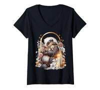 Donna Honey Badger Coquette Cristiano Religioso Floreale Candele Arco Maglietta con Collo a V
