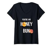 Donna Honey Bun Tees San Valentino Maglietta con Collo a V