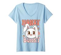Donna Honey Bunny Cute Rabbit Lover Sweetheart Saying Maglietta con Collo a V