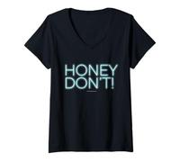 Donna Honey Don’t! Title Logo Maglietta con Collo a V