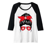 Donna Hong Kong Ragazza Hong Kong Bandiera Orgoglioso Hong Kong Donna Maglia con Maniche Raglan