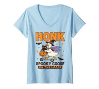 Donna Honk Goose Divertente Oca spettrale sui Regali di Halloween Sciolti Maglietta con Collo a V