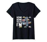 Donna Honk Honk Beep Beep Choo Choo Compio 4 Anni Maglietta con Collo a V