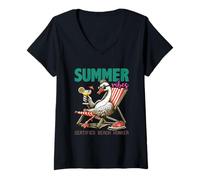 Donna Honker da spiaggia certificato Summer Vibes Maglietta con Collo a V