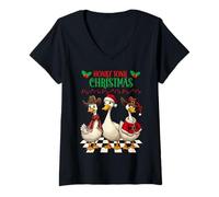 Donna Honky Tonk Christmas Cowboy Goose, motivo natalizio Maglietta con Collo a V