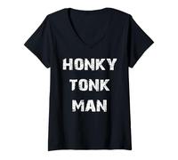 Donna Honky Tonk Uomo Maglietta con Collo a V