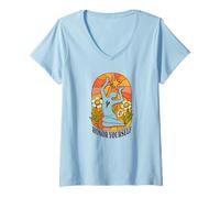 Donna Honor Yourself - Vintage Anni '70 Sole Fiore Pace Art Maglietta con Collo a V
