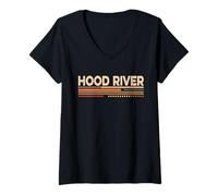 Donna Hood River Oregon Stile Vintage Anni '70 Maglietta con Collo a V