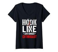 Donna HOOK LINE AND SINKER ENTHUSIAST Maglietta con Collo a V