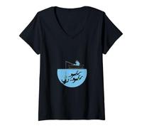 Donna Hook Me Up con la Battuta di Pesca Maglietta con Collo a V