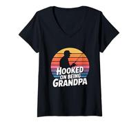 Donna Hooked On Being Grandpa Maglietta con Collo a V