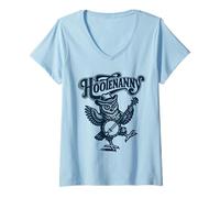 Donna Hootenanny! Funny Banjo Owl Country Bluegrass Cottagecore Maglietta con Collo a V