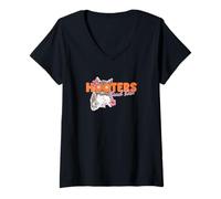 Donna Hooters Beach Babe Flowers Retro Tropical Wings Restaurant Maglietta con Collo a V