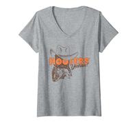 Donna Hooters Hootie The Owl Yeehaw! Country Cowboy Logo Funny Maglietta con Collo a V